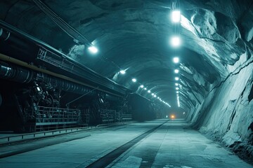 sprawling underground science installation with intricate machinery and glowing lights inviting curiosity and exploration