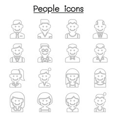 Career, Profession, Occupation & People icon set in thin line style