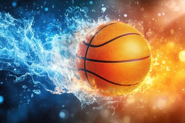 Basketball in a fiery and icy blast