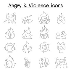 Naklejka premium Angry & Violence icon set