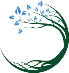 Root Of The Tree logo illustration. Vector silhouette of a tree,Abstract vibrant tree logo design, root vector - Tree of life logo design inspiration