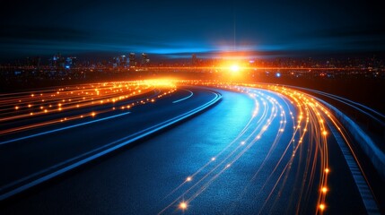 Featuring a simple flat illustration and ample copy space, a minimalist presentation design displays abstract blue lines speeding across a white background