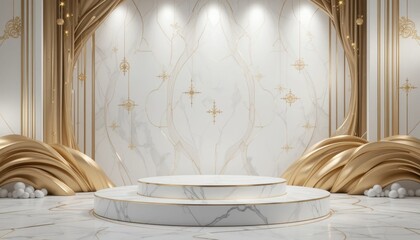 Elegant stage design modern venue visual display luxurious atmosphere close-up event concept