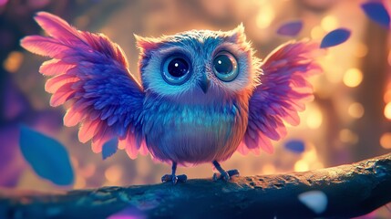 Obraz premium Owl birds colorful cute cartoon animal illustration