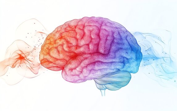 Human brain depicted on a white background, symbolizing the connection between mental health, wellbeing, and emotional resilience