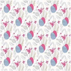 Vector pattern of an Easter composition with a decorated eggs