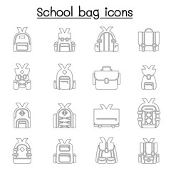 School bag icon set vector illustration graphic design