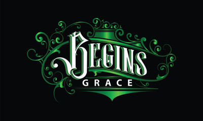 BEGINS GRACE lettering custom style design