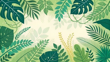 summer background with realistic tropical leaves