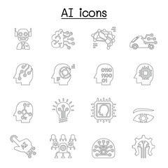 AI, Artificial intelligence icon set