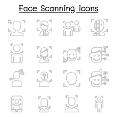 Face Detection, Recognition and Scanning icon set