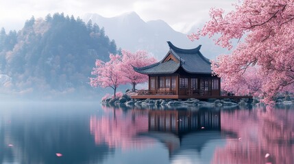 Fototapeta premium japanese garden at night