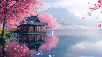 Obraz premium japanese garden at night