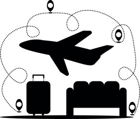 black and white vacation theme airport