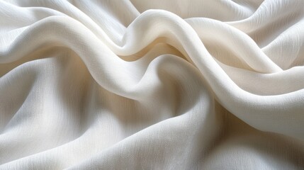 Obraz premium Creamy fabric drapes, soft folds, textured background, studio shot, textile design