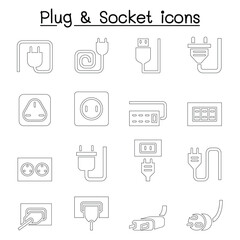 Plug & Socket icon set vector illustration graphic design