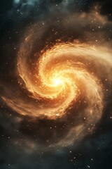 A mesmerizing spiral galaxy emitting fiery energy surrounded by a starry backdrop, showcasing the beauty and vastness of the universe.