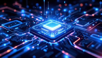 Obraz premium Glowing computer chip