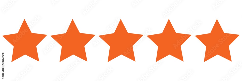 Wall mural five stars rating icon isolated on transparent background.