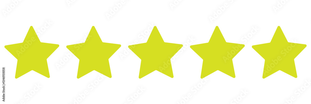 Wall mural five stars rating icon isolated on transparent background.