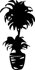 Simple dracaena vector icon in black color. Houseplant image for interior design