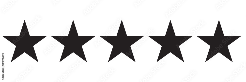 Wall mural five stars rating icon isolated on transparent background.