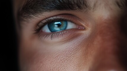 Close-up view of a person's eye.  Intense gaze
