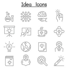 Idea, Creative, Innovation, Inspiration icon set in thin line style