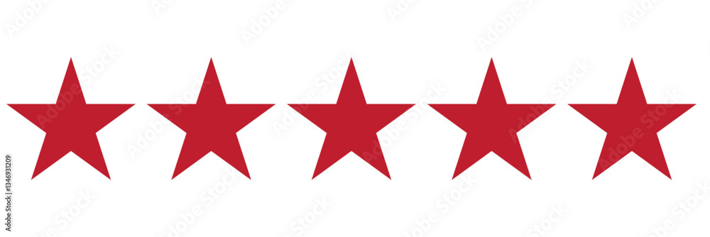 Wall mural five stars rating icon isolated on transparent background.