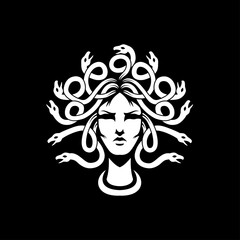 medusa head vector logo with abstract snake