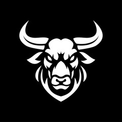 abstract bull head and horns vector logo