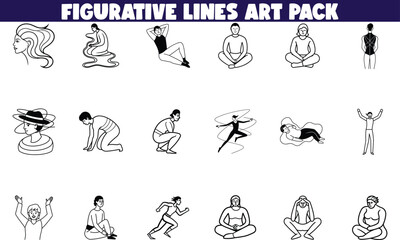 Figurative Line Art Pack Minimalist Human Poses Illustrations