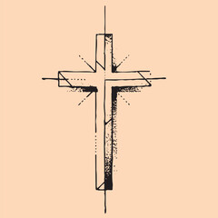 black and white tattoo design of Christ cross