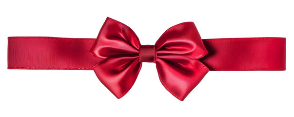 Set of red satin ribbon bows isolated on white background