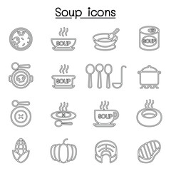 Soup icon set in thin line style