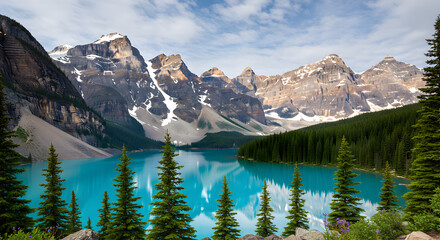 Serene Mountain Lake Landscape
