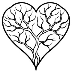 Branching Love Minimalist Heart Line Art