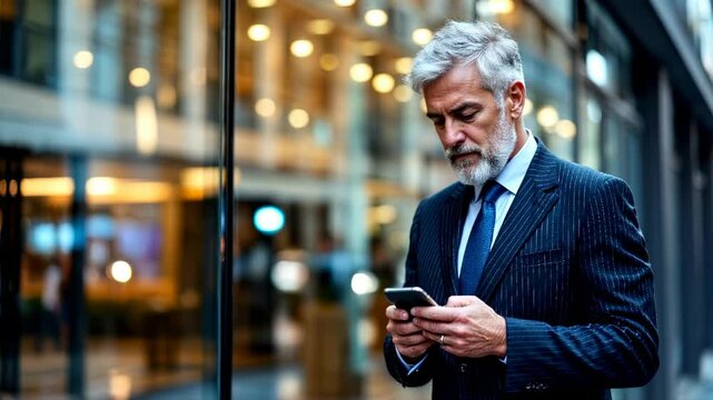 Professional Man Checking Phone in City