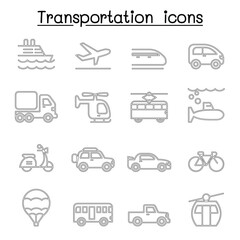 Transport & Logistic icon set in thin line style