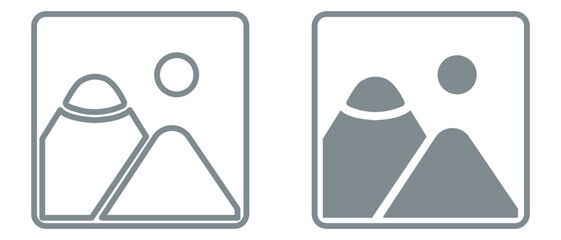 Flat picture placeholder symbol for the app, website, or user interface design. No found or available image in the gallery or album. No photo thumbnail graphic element. white background