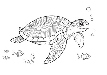 Gentle Sea Turtle: Ocean Life Coloring Page