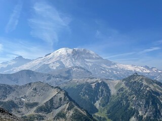 Mount Rainier Washington state in summer with clouds