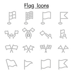 Flag icon set in thin line style