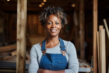 Portrait of a middle aged African American female carpenter