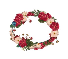 Wreath of flowers.vintage label card