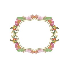 Spring inspiration card, invitation template, flowers, golden