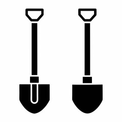 Minimalist Shovel vector Icons Set.
