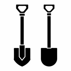 Minimalist Shovel vector Icons Set.