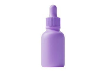 Purple dropper bottle with a minimalist skincare serum design on a transparent background