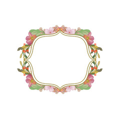 Vintage boho floral wreath, frame, label, card